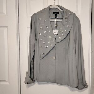 Midnight Velvet Blazer Jacket with Silver Accents